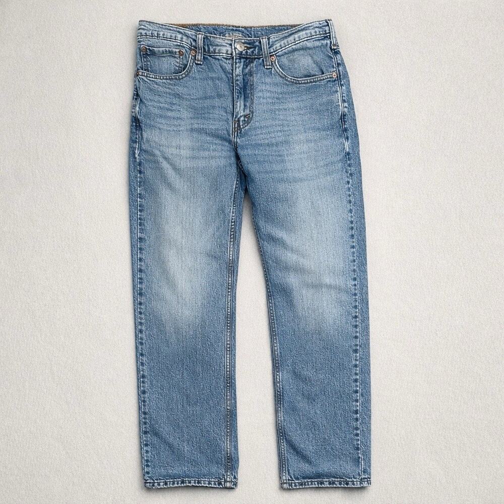 Levi’s 513 Slim Straight Jeans Mens 31x32 Light Wash Stretch Faded Whiskered